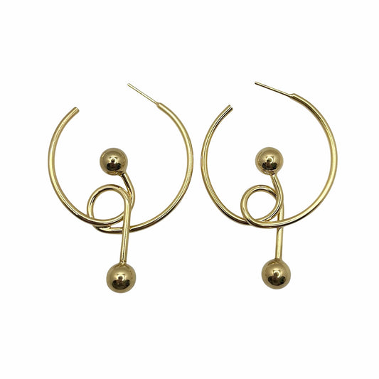 Brinco Argola Torcida Esferas Dourado