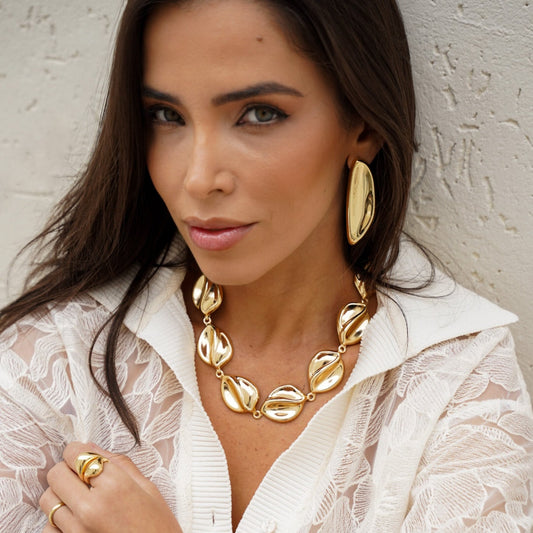 Colar Maxi Ovais Orgânicos Dourado