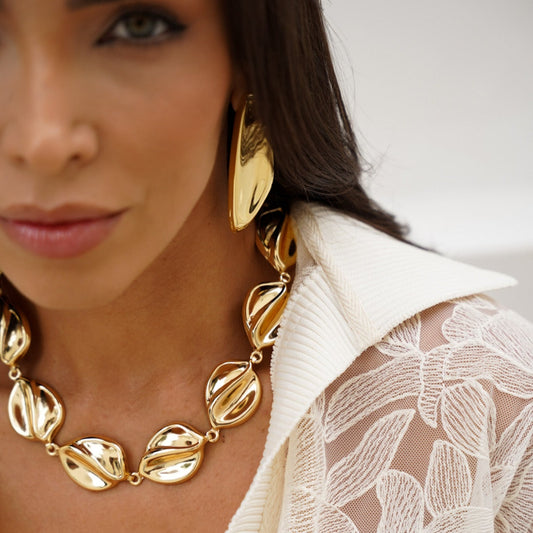 Colar Maxi Ovais Orgânicos Dourado