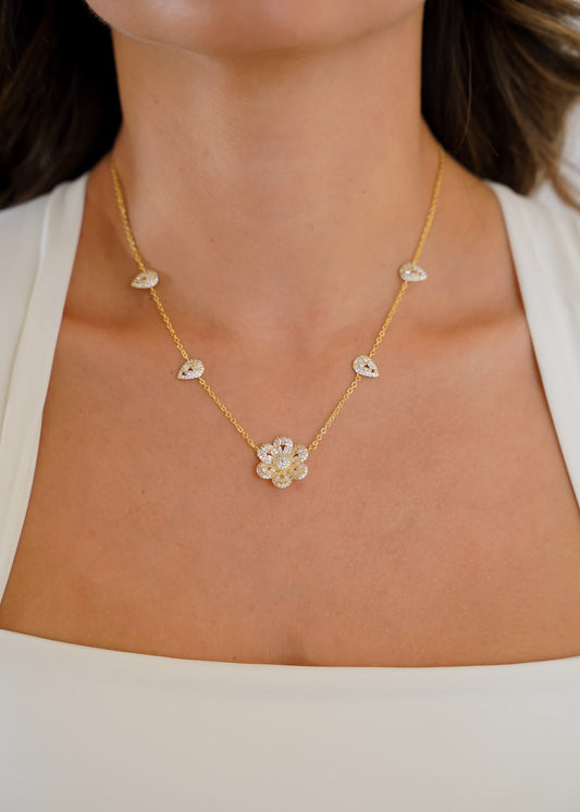 Colar Flor com Gotas de Luz