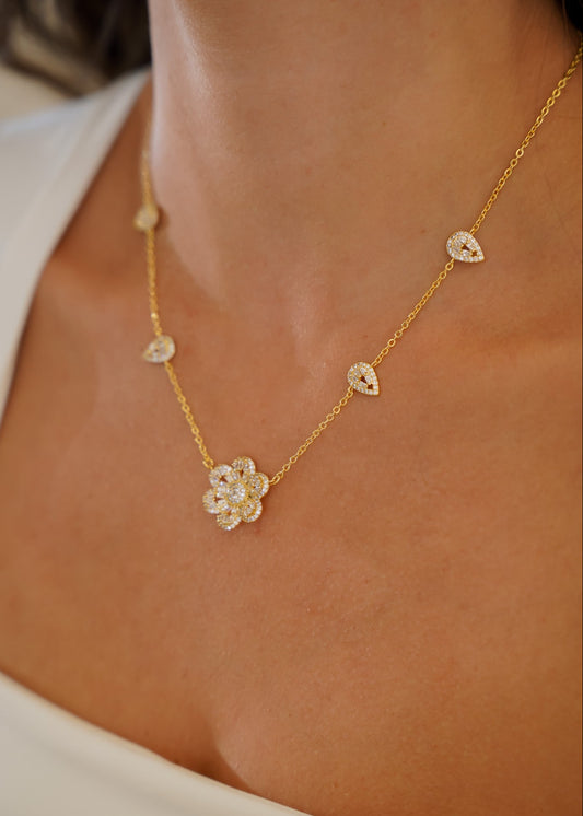 Colar Flor com Gotas de Luz