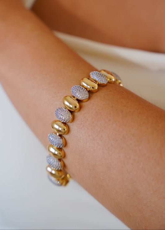 Kit Colar e Pulseira Elos Cravejados