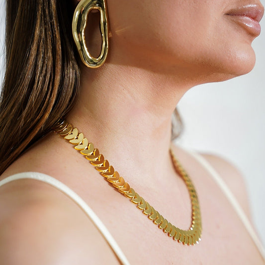 Colar Folhas Lisas P Dourado