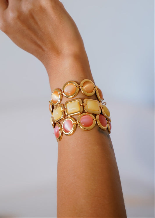 Kit Pulseiras Resina Dourada