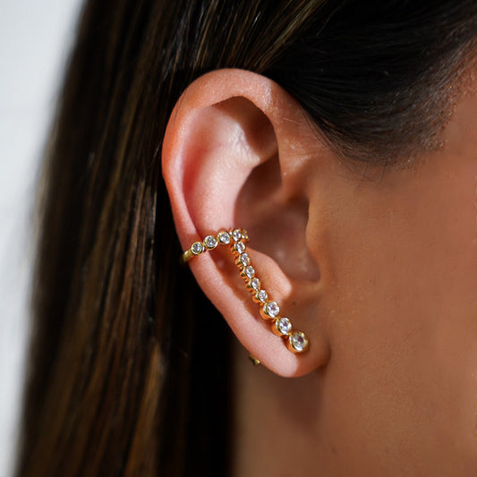 Brinco Ear Cuff Ovais Cristais