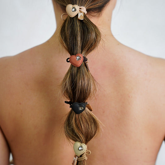 Amarrador de Cabelo Trio Elástico com Coração e Cristal