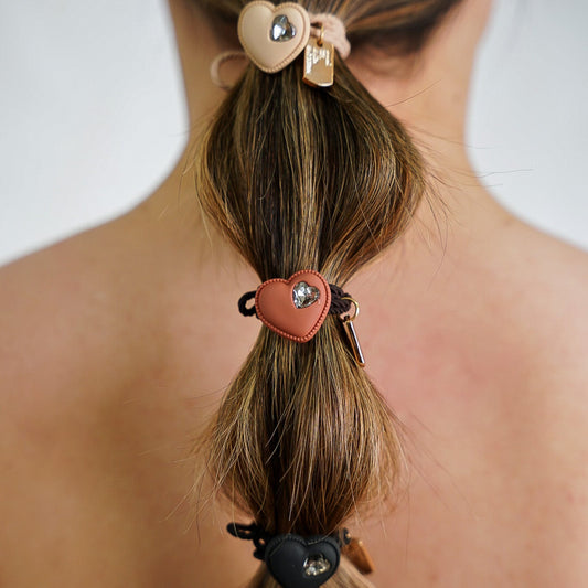 Amarrador de Cabelo Trio Elástico com Coração e Cristal