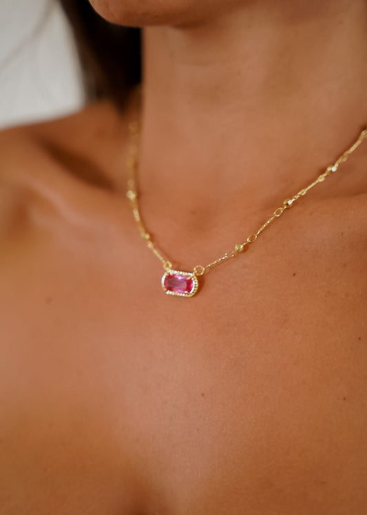 Colar Corrente com Pedra Retangular
