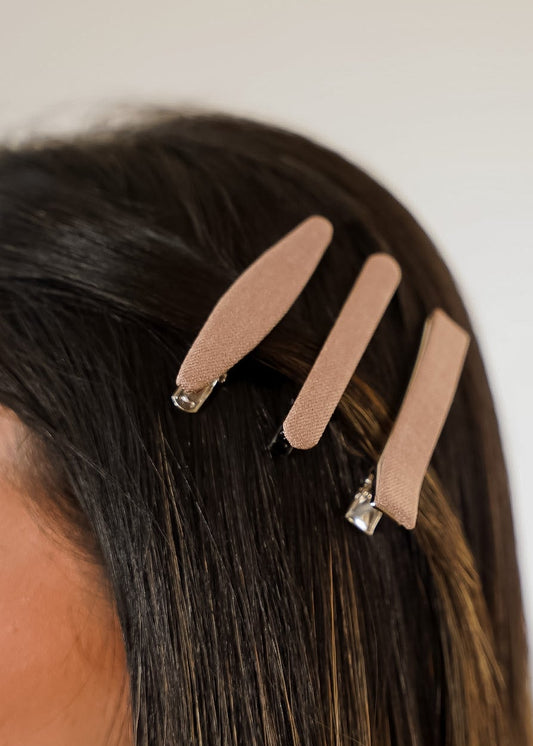 Trio de Presilhas Têxteis Bege