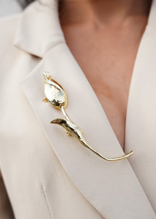 Broche Flor Tulipa Dourada