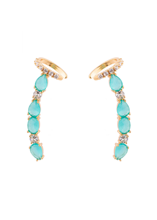 Brinco Ear Cuff Ovais Turmalina Dourado