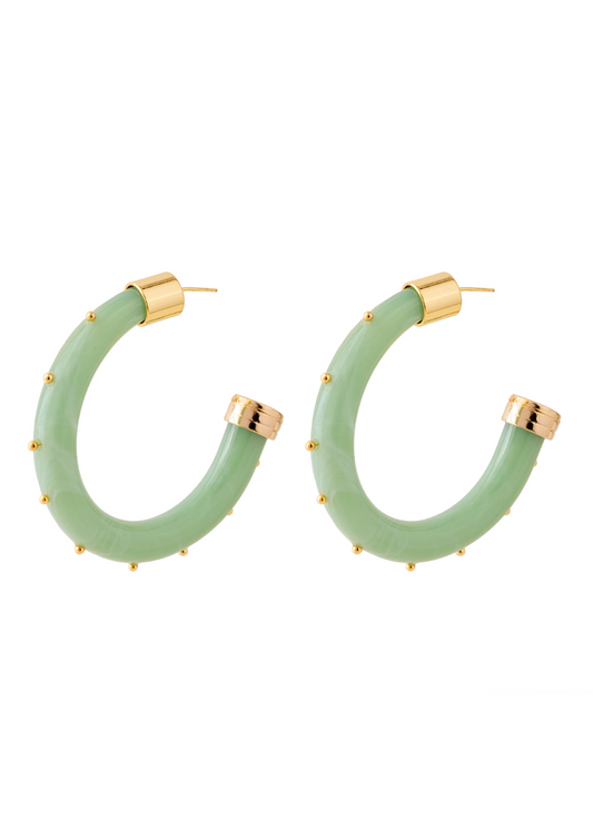 Brinco Argola Resina com Aplicações Dourado