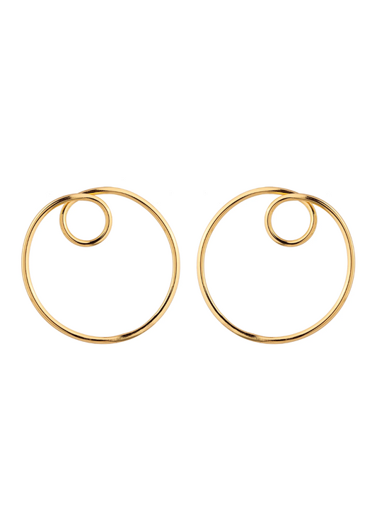 Brinco Frontal Redondo com Volta Dourado