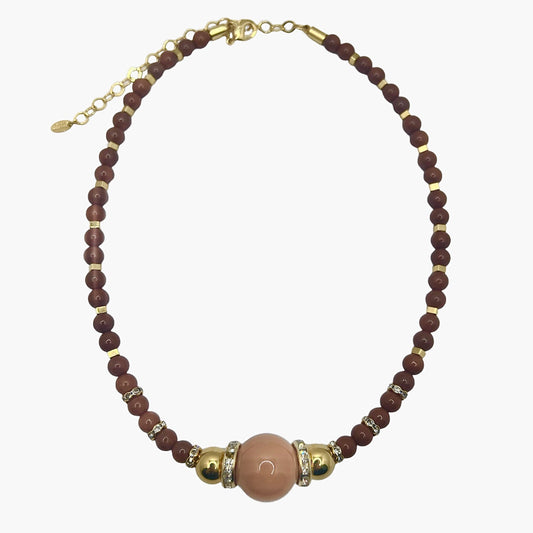Colar Esferas Caramelo com Maxi Esfera Dourado