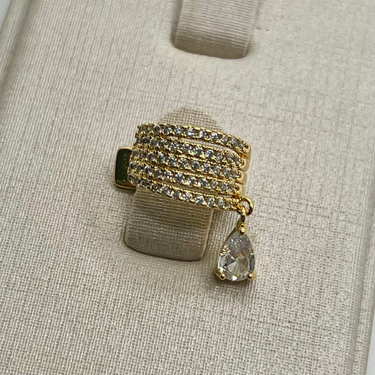 Piercing Linhas Cravejadas com Gota Cristal ou Colorido Dourado/Prateado