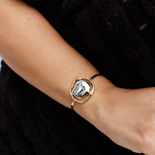 Pulseira Bracelete Orgânico Dourado e Prateado