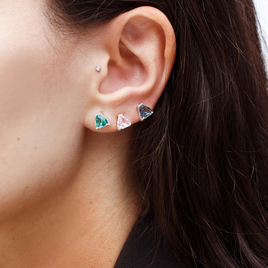 Brinco Triângulo Colorido Prata 925