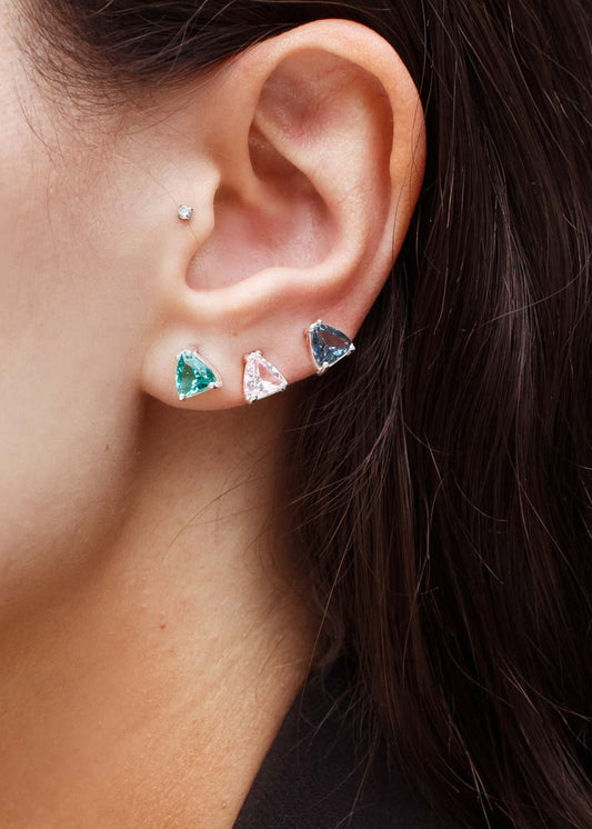 Brinco Triângulo Colorido Prata 925