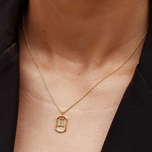 Colar Inicial Letra Cravejado Dourado