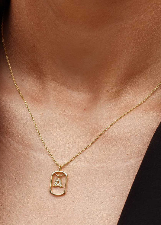 Colar Inicial Letra Cravejado Dourado