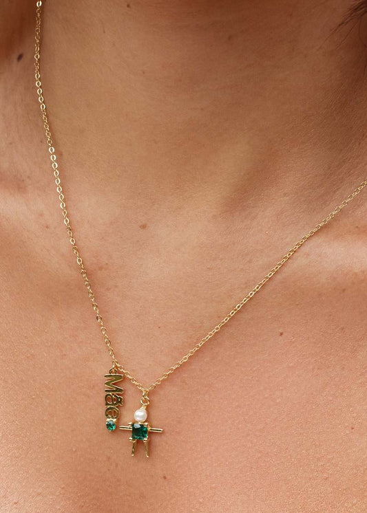Colar Mãe Menino e Menina Dourado