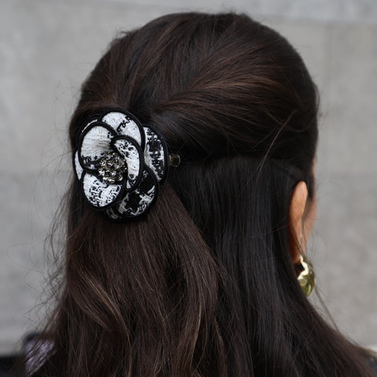 Presilha e Broche Flor Tweed