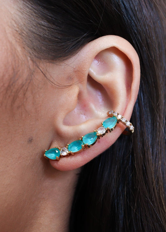 Brinco Ear Cuff Ovais Turmalina Dourado