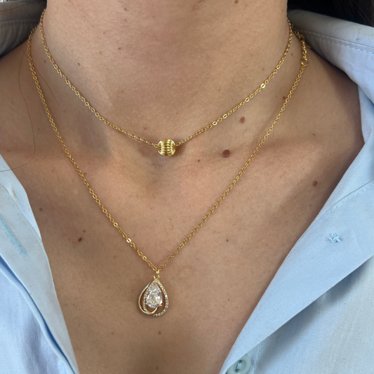 Colar Duplo Gota Zircônia
