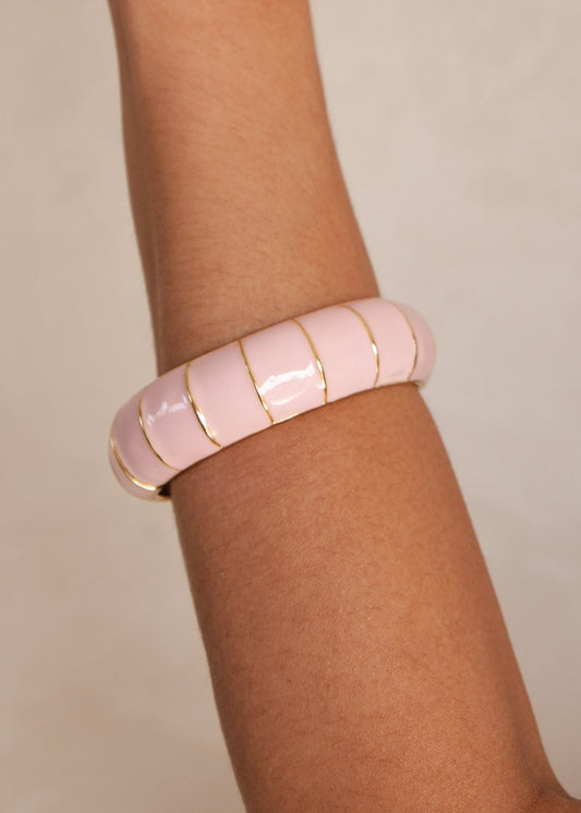 Bracelete Rosa com Detalhes Dourados