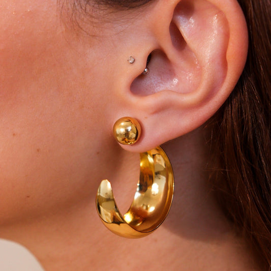 Brinco Esfera com Argola Removível Dourado