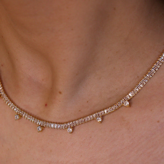 Colar Riviera Com Cristais Menores Dourado