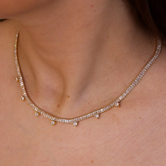 Colar Riviera Com Cristais Menores Dourado