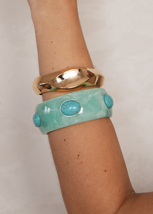Conjunto Braceletes Resina e Metal