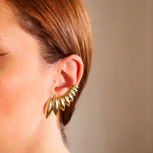 Brinco Ear Cuff Gotas Alongadas Dourado