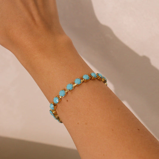 Pulseira Riviera Turquesa Dourado