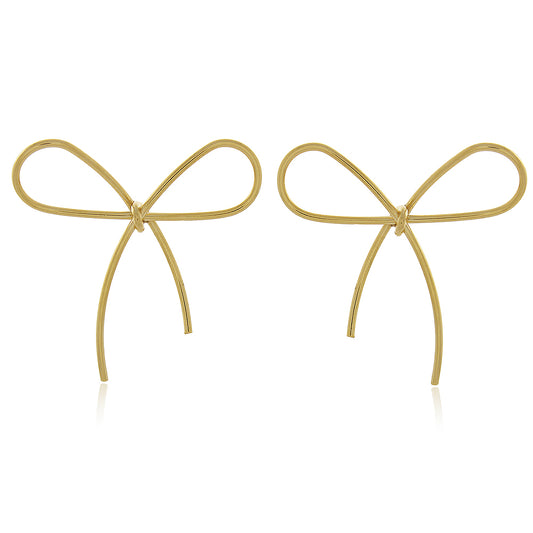 Brinco Fio Laço Dourado