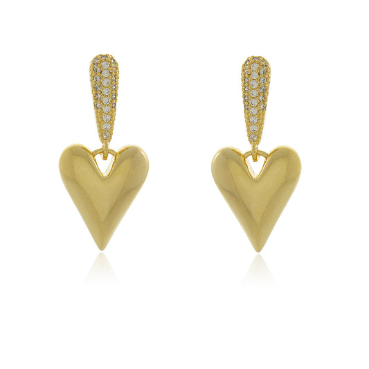 Brinco Coração Pendurado Dourado