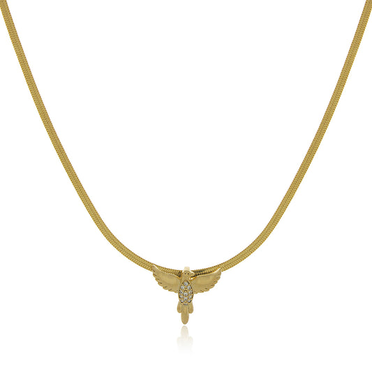 Colar Malha com Pingente Espírito Santo Dourado