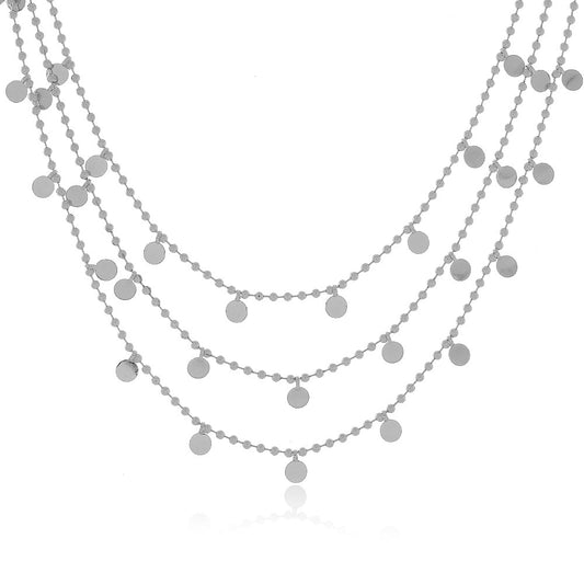 Colar Triplo Medalhinhas Dourado/Prateado