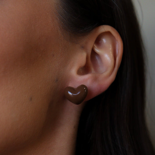 Brinco Esfera com Tarraxa Coração Colorido Dourado