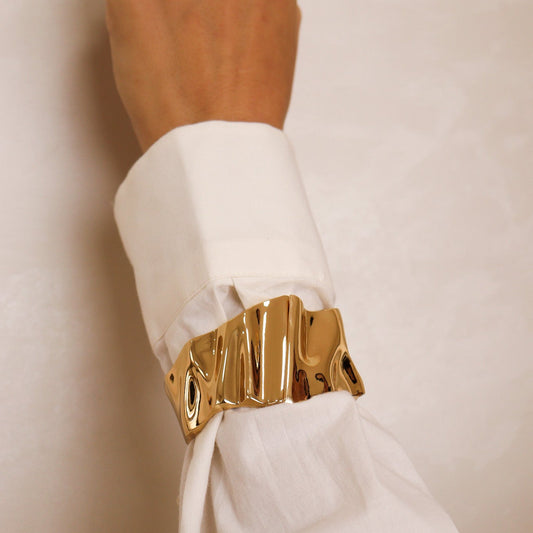 Pulseira Bracelete Liso Parte Orgânica Dourado