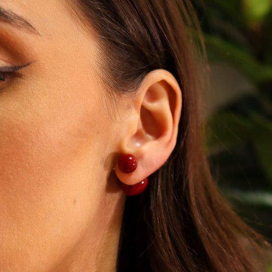 Brinco Esfera com Tarraxa Coração Colorido Dourado