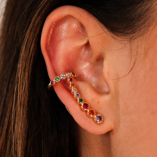 Brinco Ear Cuff Ovais Coloridos