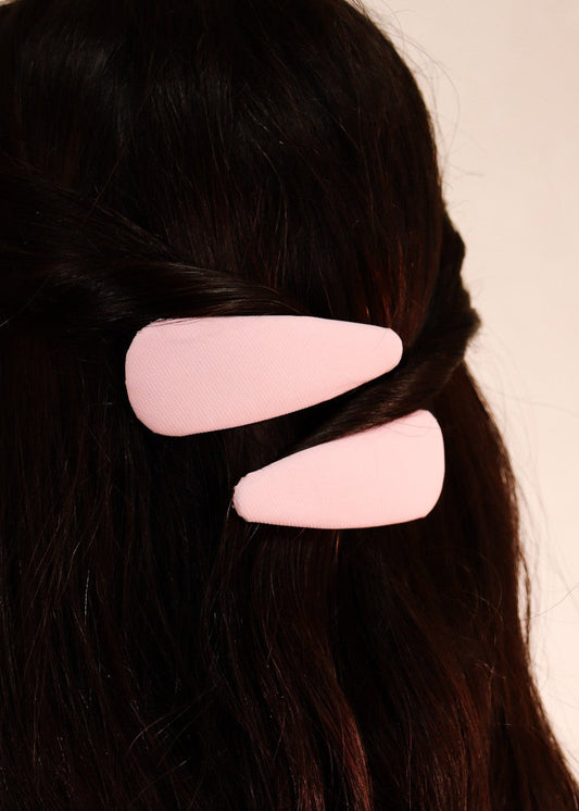 Dupla de Grampos Cabelo Tic Tac Tecido Rosa/Azul