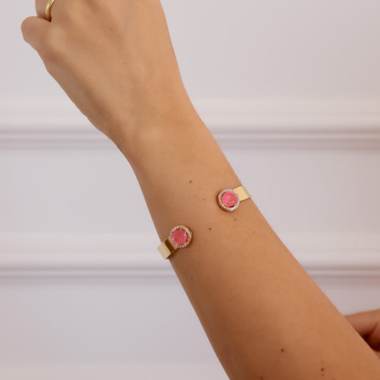 Pulseira Bracelete Liso Ovais Rosa Dourado