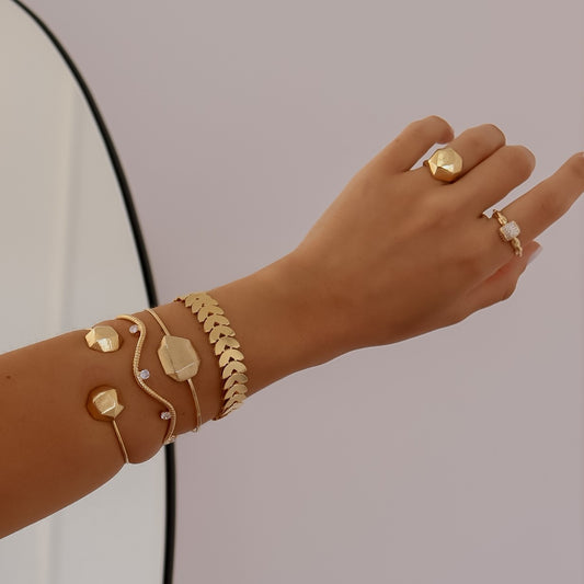 Pulseira Bracelete Escovado Dourado