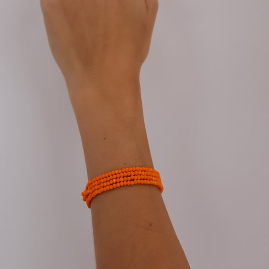 Pulseira Regulável Cristais Laranja Dourado