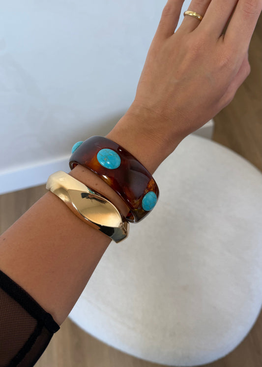 Conjunto Braceletes Resina e Metal