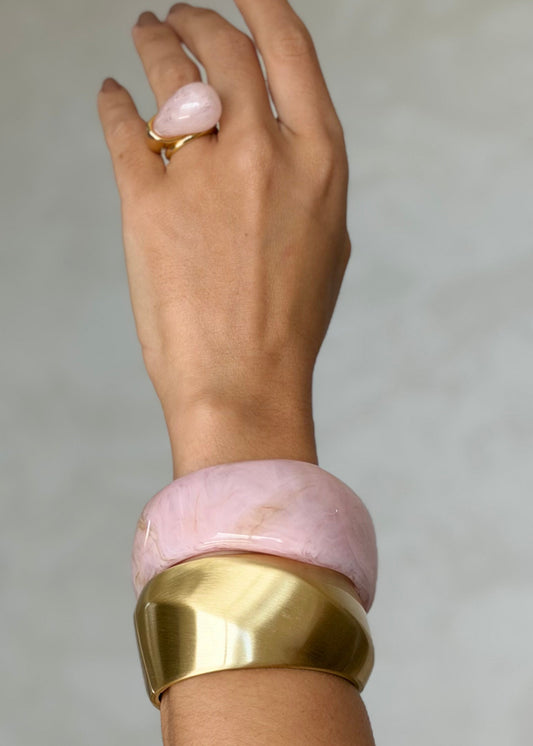 Conjunto Braceletes + Anel Rosa