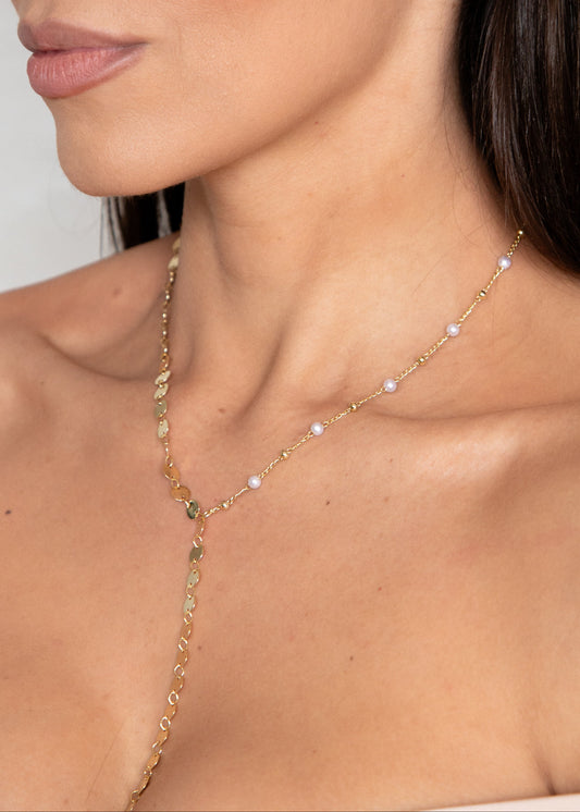 Colar Dourado Gravata com Discos